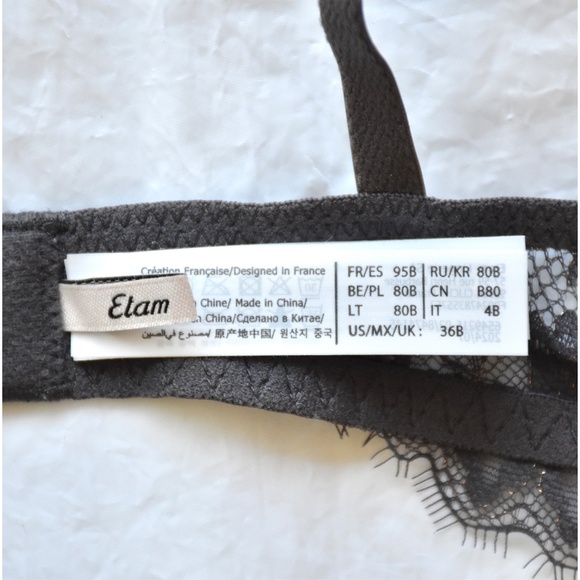 ETAM NWT POETIQUE METALLIC GREY UNDERWIRE PLUNGE PUSH-UP BRA. SIZE 36B - Picture 8 of 11